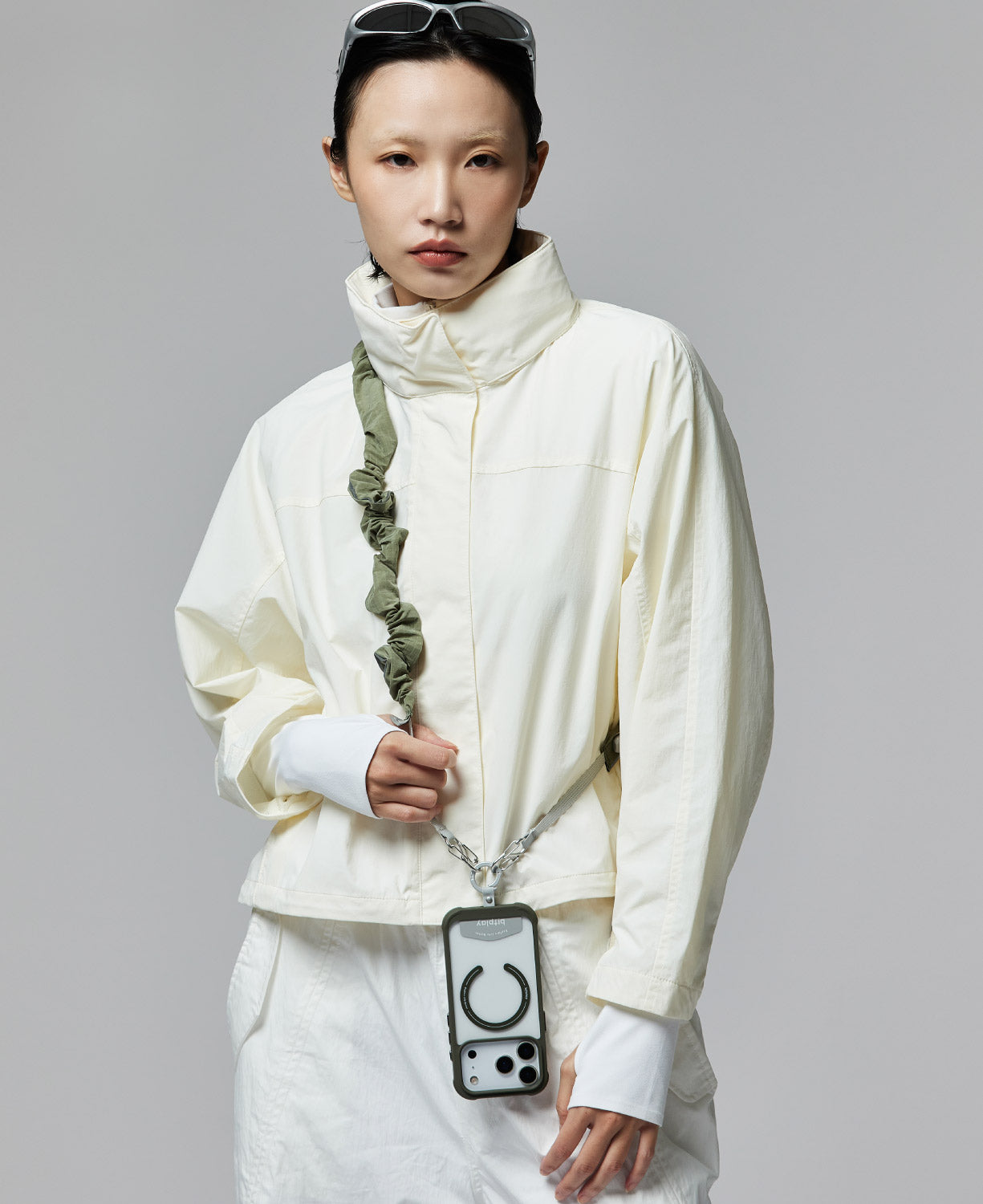 圈圈反光背帶 霧灰綠